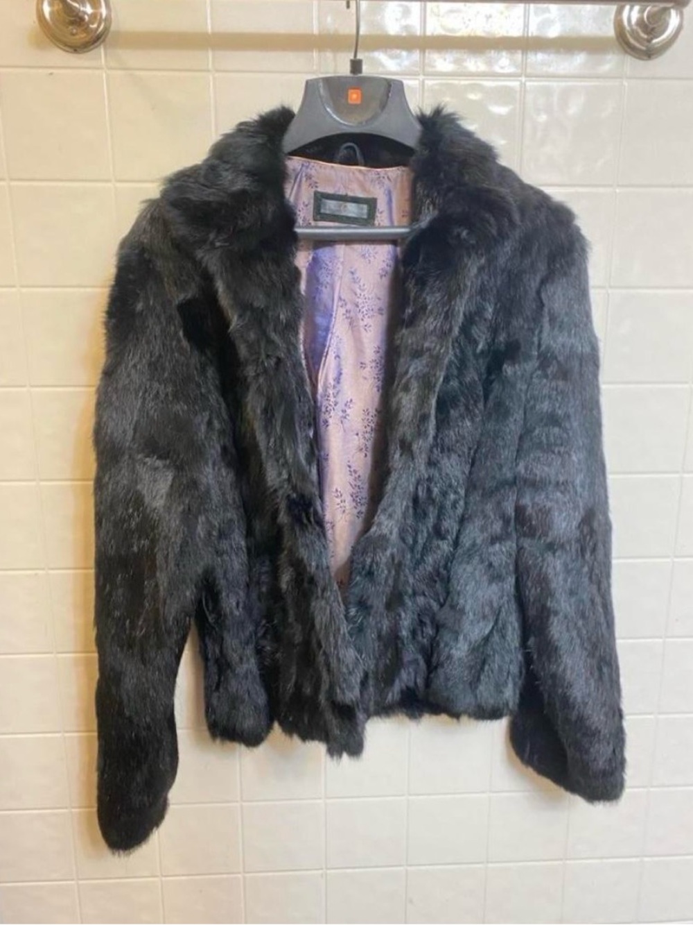Wilson's Leather black rabbit fur jacket